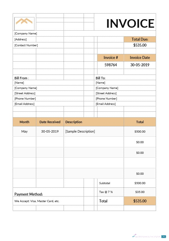 Download Monthly Rent Invoice Template Photoshop template